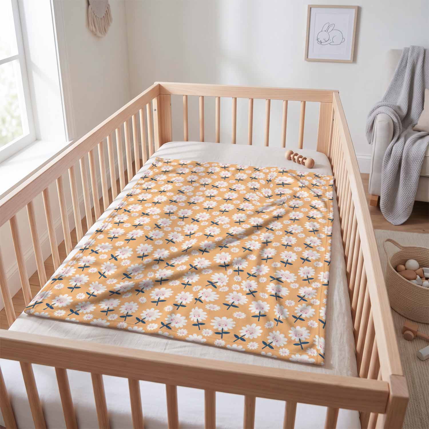 D043 - Rumianki w stylu dziecięcym - pattern - babyblanket_mockup