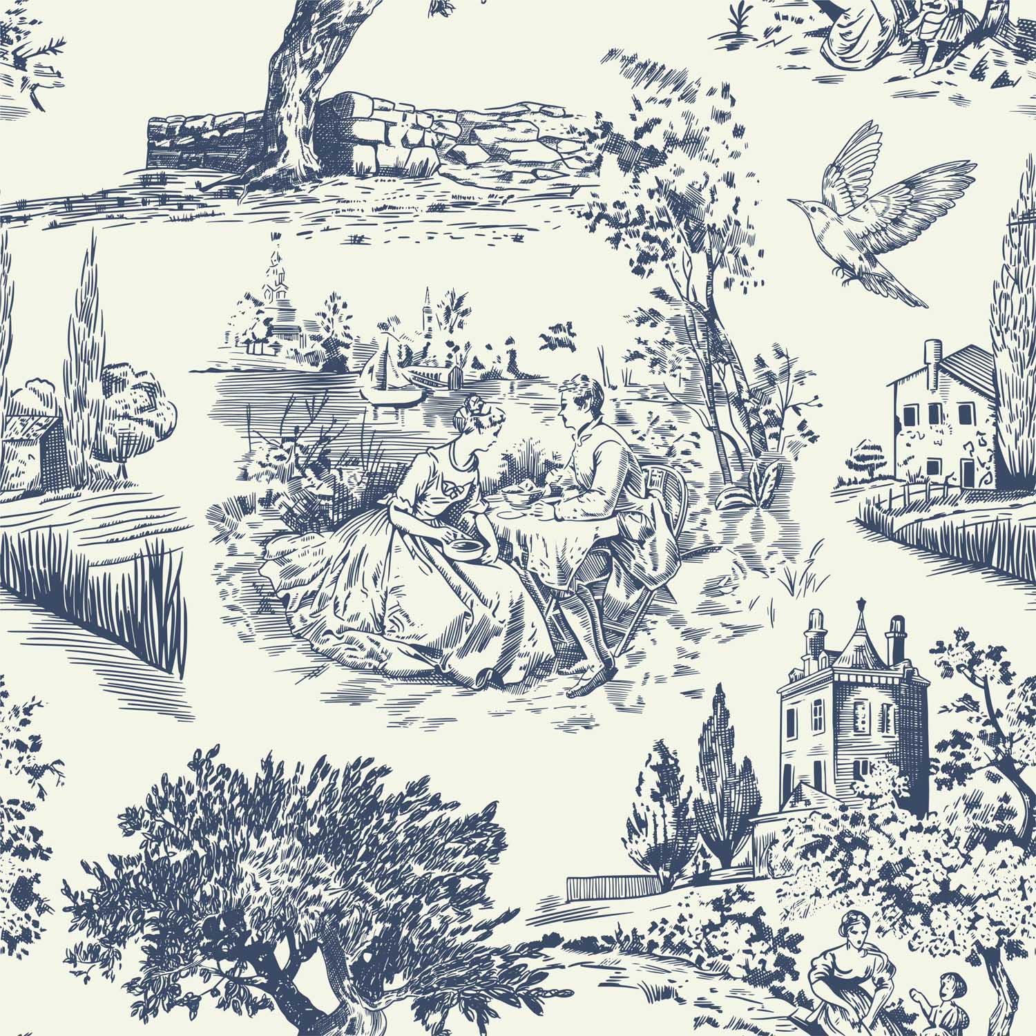 Styl toile z scenami wiejskimi i krajobrazem styl_toile_z_scenami_wiejskimi_i_krajobrazem