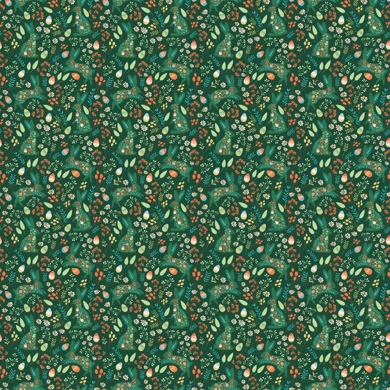 ilustrowane_pisanki_i_zające_wielkanocne_w_zielonej_kolorystyce